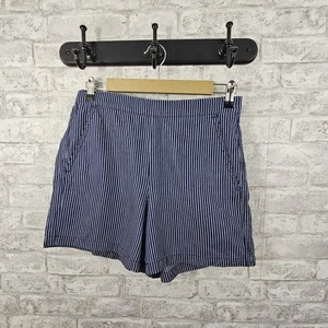 J. Pantalones Cortos Crew Mercantile Azul Rayas Frente Plano Elástico Cintura Bolsillos XS - Imagen 1 de 5