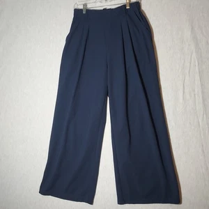 Halara High Waist Hose Damen M Petite Wide Leg Plissee Waffel Blau Seitentasche - Bild 1 von 8