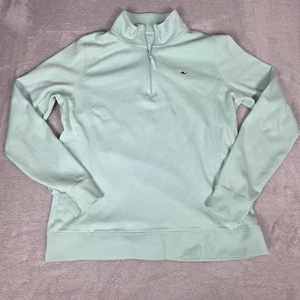 Vineyard Vines Shirt Pullover Womens Medium Light Green Half Zip Sweater Whale - Picture 1 of 12