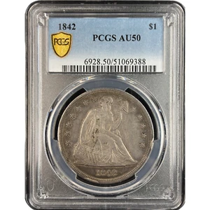 1842 PCGS AU50 Liberty Seated Dollar - Picture 1 of 5