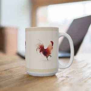Colorful Farmhouse Chicken Mug with Tan and Peach Accents Mug 15oz - Imagen 1 de 5