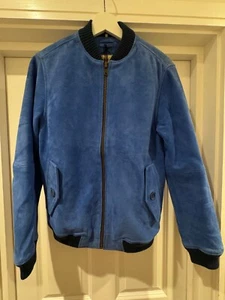 €1,160 Levi's Made & Crafted Imperial Blue Suede Bomber Small Made in Italy - Picture 1 of 12