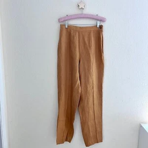 Pantalones Rubinacci Vintage Camel Tostado Lino Pierna Ancha Cintura Alta Talla IT 44 - Imagen 1 de 7