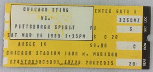 MISL 1985 03/16 Pittsburgh Spirit at Chicago Sting Soccer Ticket Stub