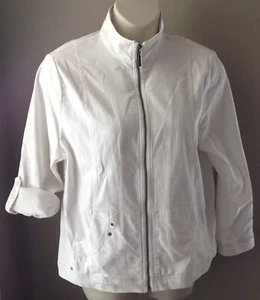 Allison Daley Womens WHITE JACKET 14 NEW Convertible Sleeve ZIP Pockets NWT $58 - Picture 1 of 2