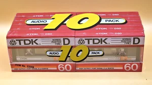 TDK D-60 1986 USA 10PACK Blank Audio Cassette Tape (Sealed) New! - Picture 1 of 6
