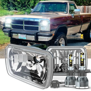Pair 5x7" 7x6" LED Headlights Hi/Lo Beam For Dodge D150 D250 D350 Ram 50 H4 - Picture 1 of 12