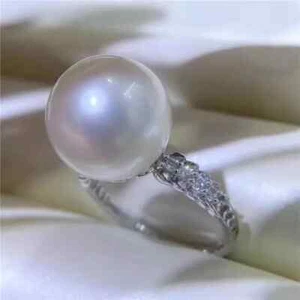 nuevo anillo de perlas mar sur natural 10-11 mm 925S se puede ajustar - Imagen 1 de 4