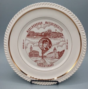 MARLBOROUGH MASSACHUSETTS - TERCENTENARY 1660 - 1960 - 10¼" Ceramic Plate - Picture 1 of 5