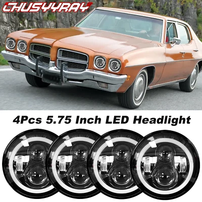 DOT Approved 4PCS 5.75" 5-3/4 LED Headlights Hi/Lo Beam DRL For LeMans 1970-1972 - Imagem 1 de 4
