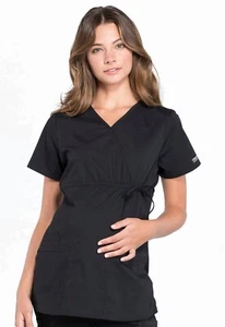 Cherokee #WW685 V-Neck Maternity Scrub Top in "Black" Size S - Picture 1 of 4