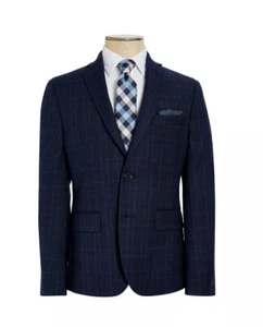 LAUREN RALPH LAUREN Big Boys Navy Blue Plaid Classic Sport Coat Size 8R - Picture 1 of 2