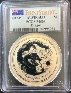 2012 P Australian $1 Lunar Dragon - Uncirculated - MS69 - Picture 1 of 2