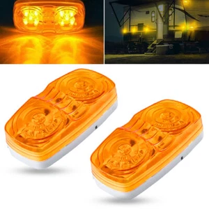 2Pcs 12V Amber LED Camper RV Vans Truck Trailer Side Marker Clearance Light - Foto 1 di 10