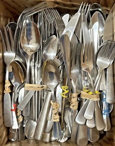 22 lbs Stainless Silverware Mixed Bulk Random Forks Spoons Knives Serving Pieces - Picture 1 of 9
