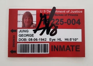 George Jung Signed Custom Inmate Prison ID Card Blow Drug Smuggler Boston RAD - Picture 1 of 9