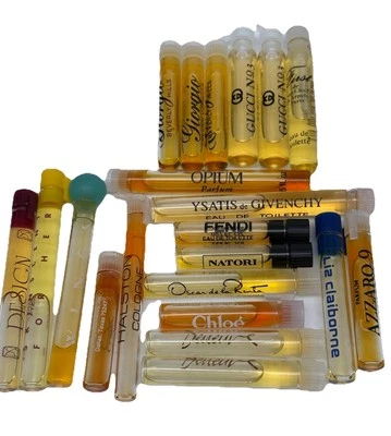 Lote 21 muestras de fragancias de perfume vintage para mujer Gucci Fendi Chloe YSL Givenchy Foto 1 de 4