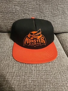 Raro cappello di Halloween Budweiser Monster Party. Schienale a scatto nero/arancione. Made In USA - Foto 1 di 9