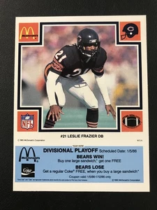 1985 McDonald's Chicago Bears Leslie Frazier Blue w/ Tab HIGH GRADE - Picture 1 of 2