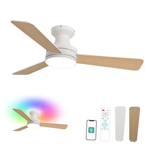 42-Inch Ceiling Fans with Lights, Low Profile, Flush Mount, Features RGB White - Picture 1 of 7
