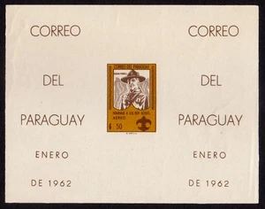 PARAGUAY - 1962 LORD BADEN-POWELL / BOY SCOUTS - FOGLIO RICORDO MNH IMPERF - Foto 1 di 5