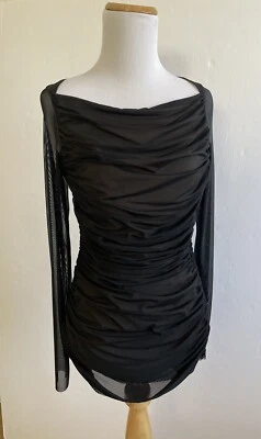 Top Bailey 44 negro manga larga cuello barco fruncido elástico para mujer talla mediana Foto 1 de 4