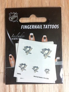 NHL Pittsburgh Penguins Fingernail Tattoos Decals 4-pack 20 Tattoos Made in USA - Picture 1 of 2