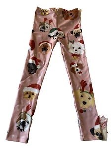 girls leggings pink holiday dog Christmas poly blend 12-14 NWOT - Picture 1 of 3