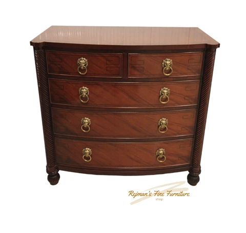 Baker English Mahogany Regency Style Bow Front Chest Of Drawers Cover
