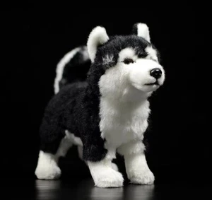 Black Husky Dog 10 Inch Stuffed Animal Plush Toys Toddler Doll Kids Gifts - Picture 1 of 7