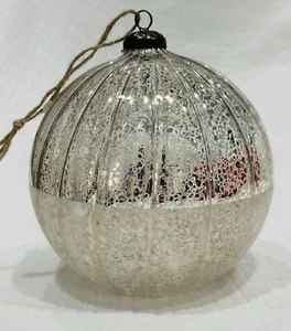 Pottery Barn MERCURY DIPPED ORNAMENT 6" Christmas Tree Ball SILVER Glass Holiday - Picture 1 of 2