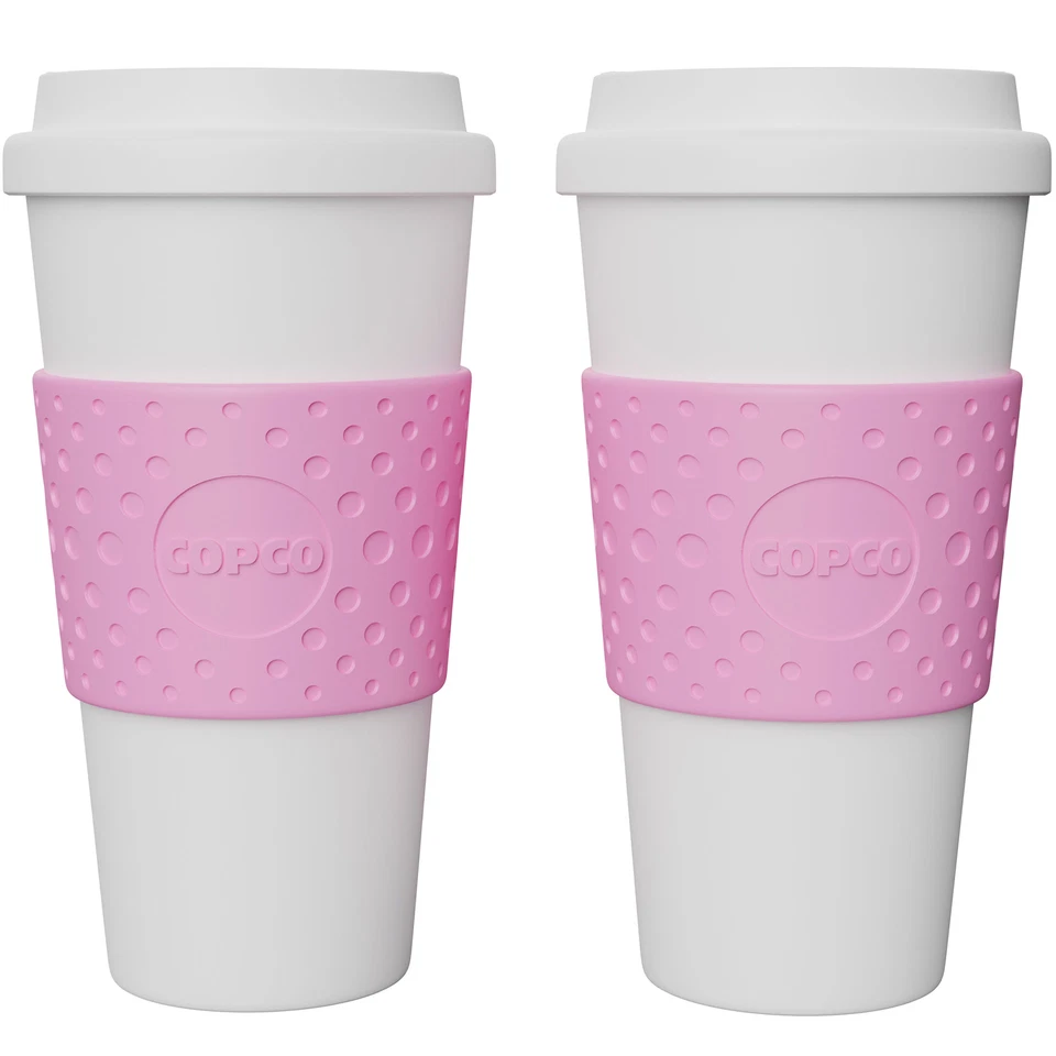 Taza de viaje Copco Acadia plástico sin BPA, 16 OZ, paquete de 2 - goma rosa burbuja Foto 1 de 4
