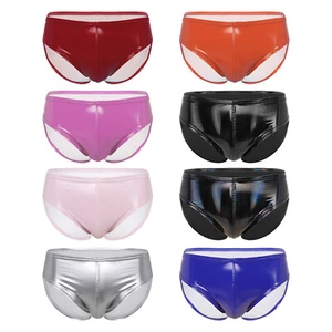 Mens Wet Look Patent Leather Briefs Underwear Glossy Underpants Dance Stage Sexy - Picture 1 of 64