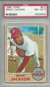 Tarjeta de béisbol Topps 1968 #512 Grant Jackson, Filis de Filadelfia clasificación PSA 8 - Imagen 1 de 1