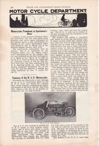 1908 NSU Motorcycle 3 page Article & Photos / London - Picture 1 of 1
