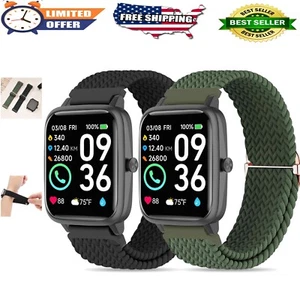 Unisex Adjustable Nylon Braided Elastic Bands - Durable 2 Pack for Smartwatches - Picture 1 of 8