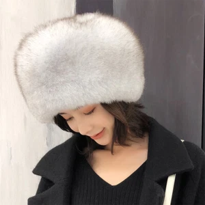 Women's Real Fox Fur Hat Trapper Hat Russian Ushanka Cossack Hat Warm Top Hat - Picture 1 of 8
