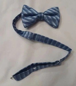 Periwinkle Light Blue Striped Bow Tie Pre-tied Adjustable Wedding Groomsmen - Picture 1 of 3