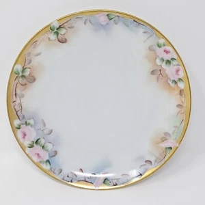 CS Prussia 6" Porcelain Plate gold rim handpainted florals Antique schlegemilch - Picture 1 of 7