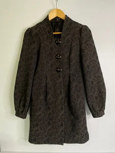 Ladakh Coat Women 8 Chocolate Brown Brocade Knee Length Evening Party Boho Y2K - Picture 1 of 21