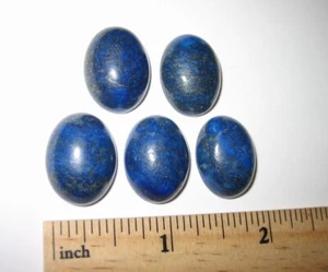5 POLISHED NATURAL 20 x 15mm LAPIS LAZULI STONE CABOCHONS AFGHANISTAN 20grams *A - Picture 1 of 15