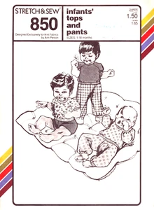 Stretch & Sew #850 ~ Infants' Tops and Pants ~ T-shirt zips at the shoulder - Picture 1 of 6