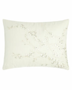 Ralph Lauren Juliette Embroidered Beaded Floral Cream Pillow Francoise Madeline