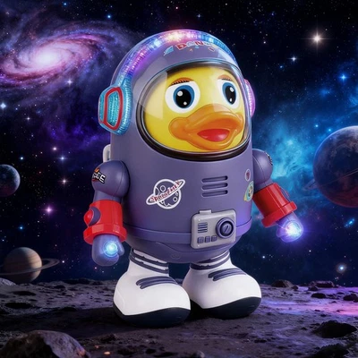 Juguete de pato espacial de baile para niños con música y luces - Regalo divertido para patear eléctrico Foto 1 de 4