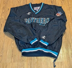 Vintage Carolina Panthers Jacket Mens M Black Windbreaker Pullover Pro Line B12 - Picture 1 of 4