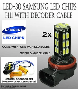 H11 Samsung LED 30 SMD Super White 6000K Fog Light Replace Halogen Bulbs T674 - Picture 1 of 7