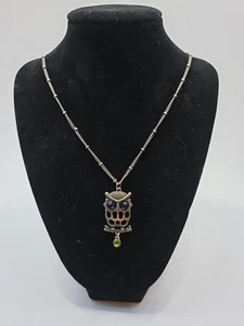 Vintage Silver Tone Necklace With Owl Pendant 36" Long Chain - Picture 1 of 4