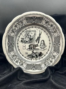 GIEN France Rebus Picture Puzzle Plate #1 "Work Is Source of All Wealth" 7 3/4" - Picture 1 of 5