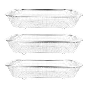  3 Stück Edelstahl Sieb Korb Gitter Sieb Schüssel Rechteck Draht Korb - Bild 1 von 12