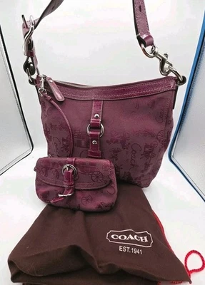 COACH F14036 Chelsea Plum Horse and Carriage Crossbody Shoulder Bag & Coin Purse - Image 1 of 4